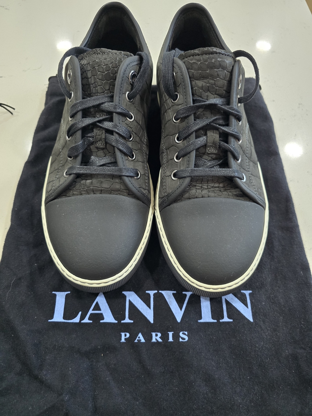 Lanvin Cap Toe Croc Embossed Sneakers